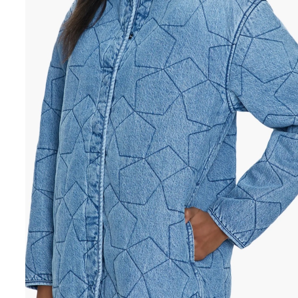 Pistola Blue Marmont Denim Star Quilted  oversized shacket